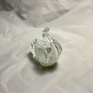 Art Glass White Glass Elephant Figurine Paper Weight EUC, Trunk Up, EUC